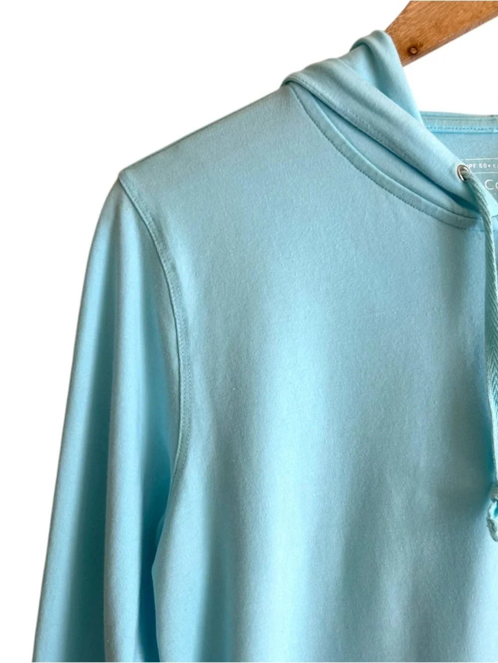Coolibar Cabana Long Zip Front Hoodie Teal UPF 50+ Sun Protection Top Swim Cover - Picture 5 of 16